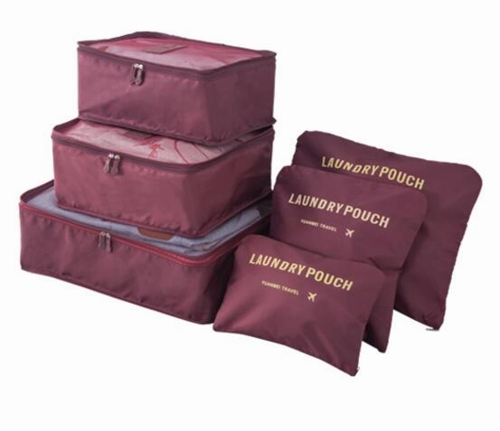 IUX 2018 6pcs/set Men and Women Luggage Travel Bags Packing Cubes Organizer Fashion Double Zipper