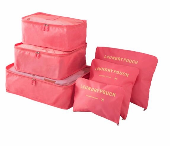 IUX 2018 6pcs/set Men and Women Luggage Travel Bags Packing Cubes Organizer Fashion Double Zipper