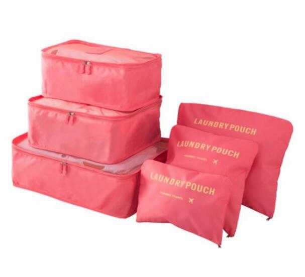 Iux Nylon Packing Cube Travel Bag System Durable 6 Pieces One Set Large Capacity Of Bags Unisex