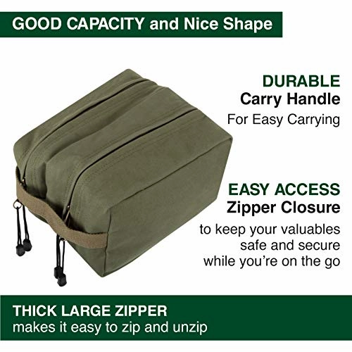 Jeep Wrangler Cat Dog Paw Prints Dual Two Compartment Toiletry Kit Olive & Black