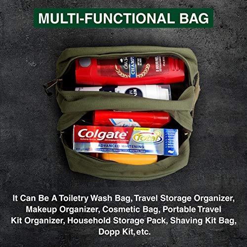 Jeep Wrangler Cat Dog Paw Prints Dual Two Compartment Toiletry Kit Olive & Black