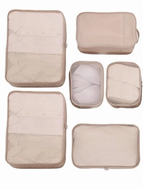 JJ POWER Lightweight Travel Packing Cubes Multi function, Durable 6 Piece (Cream)