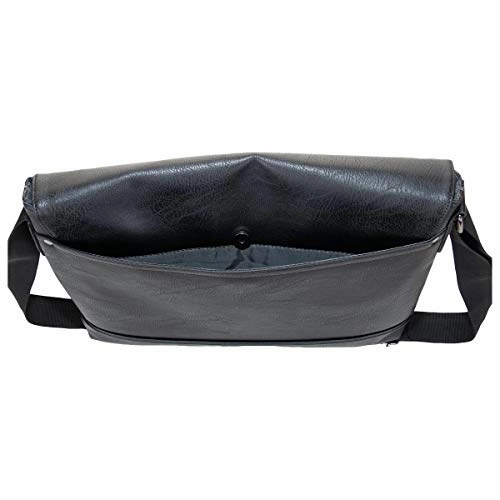 Kenneth Cole Reaction Strident-Class Vegan Leather 15" Laptop & Tablet Crossbody Messenger Bag for Work, School, & Travel, Black, Laptop