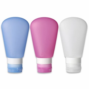 Kitdine Portable Soft Silicone Travel Bottles Set (3 Oz, Pink   White   Blue)