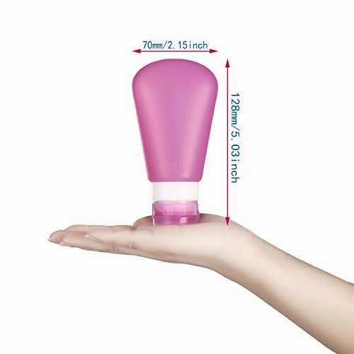 Kitdine Portable Soft Silicone Travel Bottles Set (3 Oz, Pink   White   Blue)