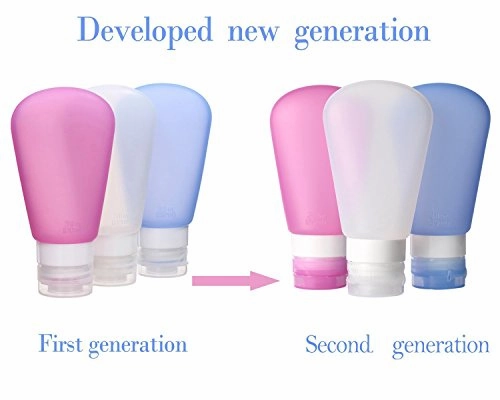 Kitdine Portable Soft Silicone Travel Bottles Set (3 Oz, Pink   White   Blue)