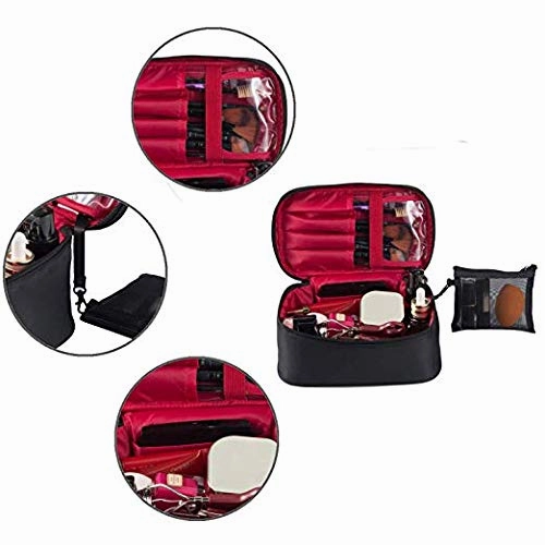 KoEily Makeup Bag (20 cm) Professional Cosmetic Makeup Bag Organizer with Adjustable Dividers for Cosmetics Makeup Brushes Toiletry Jewelry Digital accessories Black