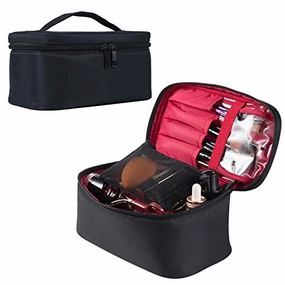 KoEily Makeup Bag (20 cm) Professional Cosmetic Makeup Bag Organizer with Adjustable Dividers for Cosmetics Makeup Brushes Toiletry Jewelry Digital accessories Black