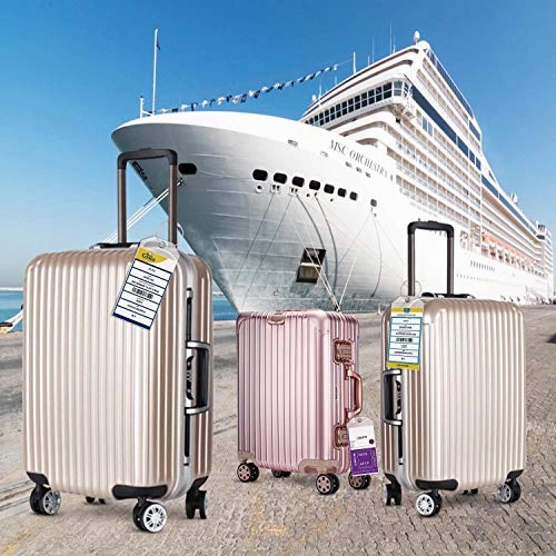 Landisun Cruise Tags Luggage Tag ID Holds with Zip Seal & Steel Loops Thick PVC Bag of 8 Pack.