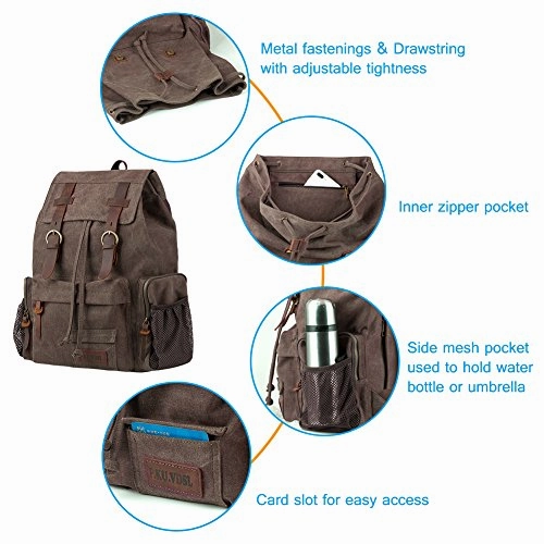 Laptop Backpack with USB Charging Port, P.KU.VDSL Travel Canvas Backpack for Men and Women, College School Bookbag Computer Bag Fits 17 Laptop