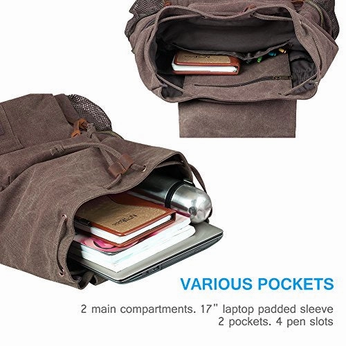 Laptop Backpack with USB Charging Port, P.KU.VDSL Travel Canvas Backpack for Men and Women, College School Bookbag Computer Bag Fits 17 Laptop