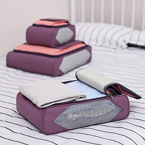 Large Packing Cubes, Gonex Business Travel Organizers 3PCs L M S Pink   Purple