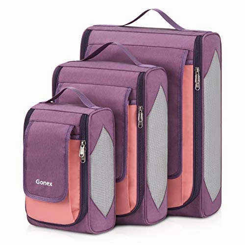 Large Packing Cubes, Gonex Business Travel Organizers 3PCs L M S Pink   Purple