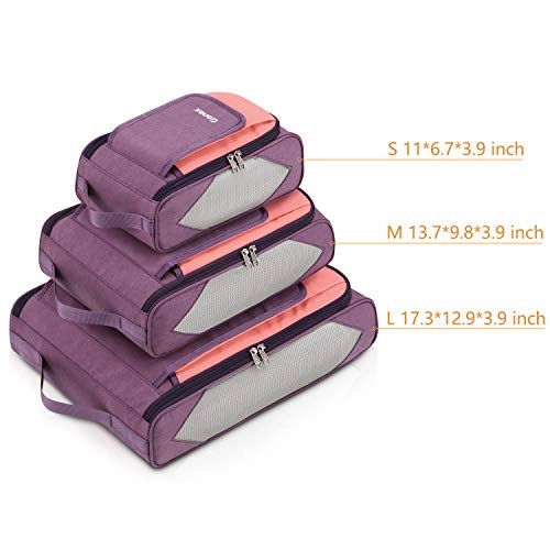 Large Packing Cubes, Gonex Business Travel Organizers 3PCs L M S Pink   Purple