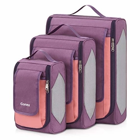 Large Packing Cubes, Gonex Business Travel Organizers 3PCs L M S Pink   Purple