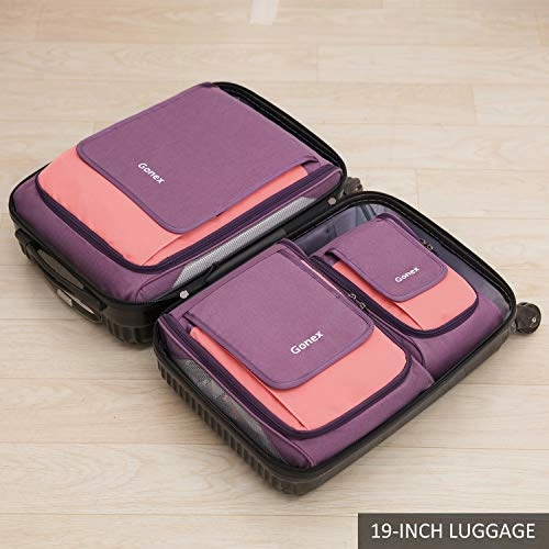 Large Packing Cubes, Gonex Business Travel Organizers 3PCs L M S Pink   Purple