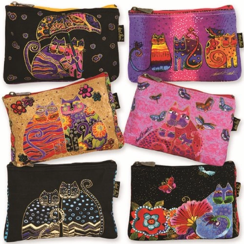 Laurel Burch Feline Minis Cosmetic Bag (Tan/Red B)