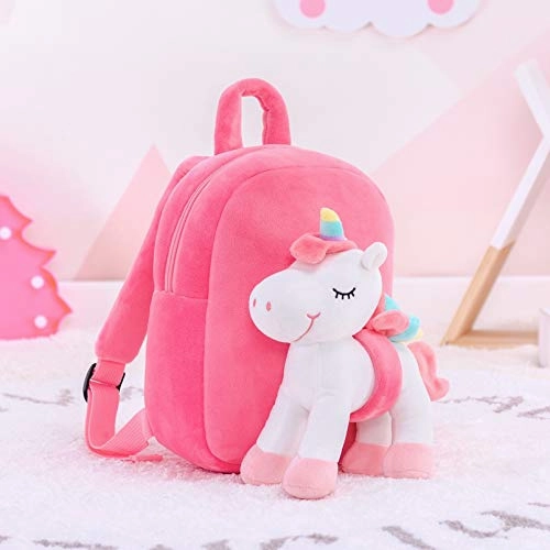 Lazada Unicorn Toddler Backpack with Stuffed Snuggle Toys White 9.5" Aged 2 