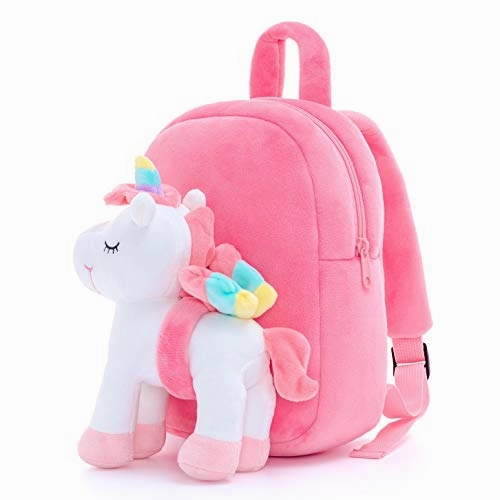 Lazada Unicorn Toddler Backpack with Stuffed Snuggle Toys White 9.5" Aged 2 