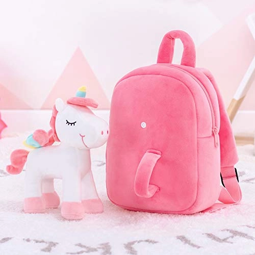 Lazada Unicorn Toddler Backpack with Stuffed Snuggle Toys White 9.5" Aged 2 