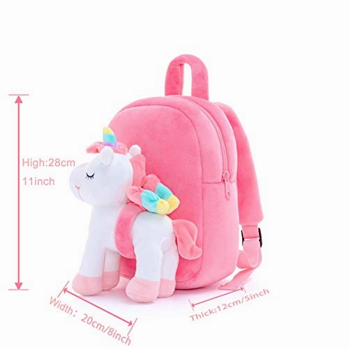 Lazada Unicorn Toddler Backpack with Stuffed Snuggle Toys White 9.5" Aged 2 