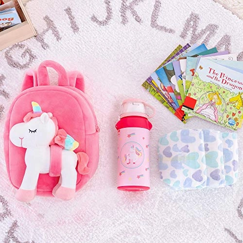 Lazada Unicorn Toddler Backpack with Stuffed Snuggle Toys White 9.5" Aged 2 