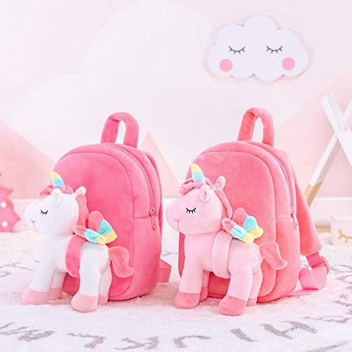 Lazada Unicorn Toddler Backpack with Stuffed Snuggle Toys White 9.5" Aged 2 