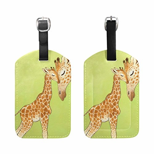 Leisisi Two Giraffes Travel Luggage Tags Suitcase Luggage Bag Tags, Travel Id Bag Tag Airlines