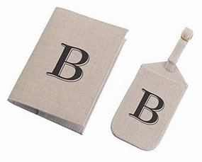 Lillian Rose Monogram Letter B Luggage Tag/Passport Cover, Tan