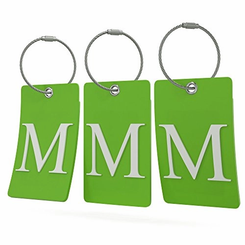 Luggage Tag Initial  Fully Bendable Tag W/ Stainless Steel Loop (Letter M)