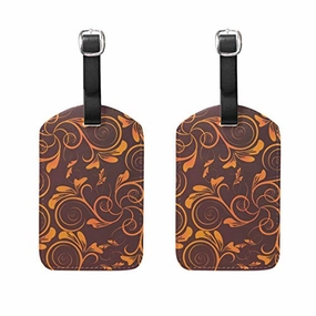 Luggage Tags Orange Flower Mens Tag Holder Kids Bag Labels Traveling Accessories Set of 2