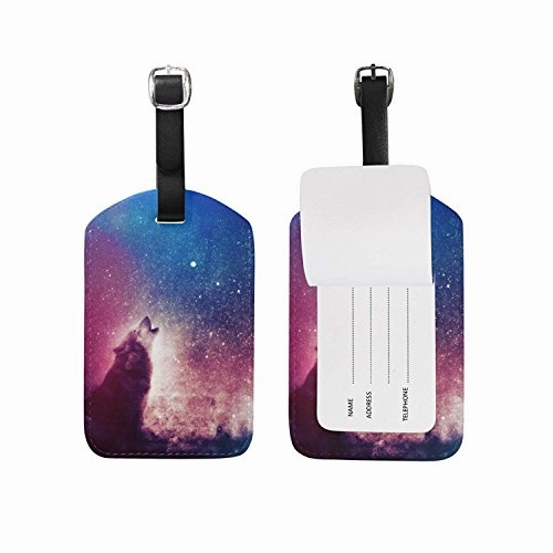 Luggage Tags Starry Stars Clouds Wolf Travel Baggage Tags