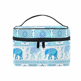 Makeup Bag Blue Paisley Elephant Travel Cosmetic Bags Organizer Train Case Toiletry Make Up Pouch
