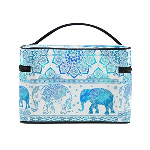 Makeup Bag Blue Paisley Elephant Travel Cosmetic Bags Organizer Train Case Toiletry Make Up Pouch
