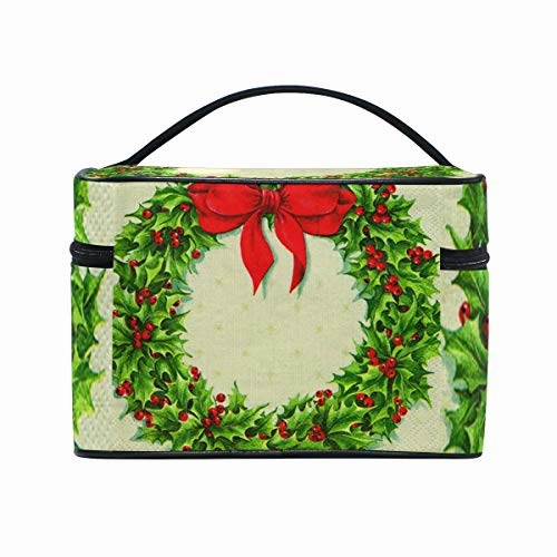 Makeup Bag Christmas Wreath Art Girls Travel Cosmetic Bag Womens Toiletry Organizer