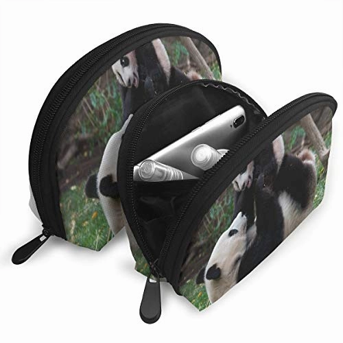 Makeup Bag Cute Panda Baby Portable Half Moon Toiletry Bags Holder For Women