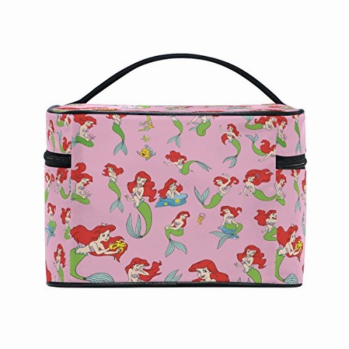 Makeup Bag Pink Cartoon Mermaid Travel Cosmetic Bags Organizer Train Case Toiletry Make Up Pouch