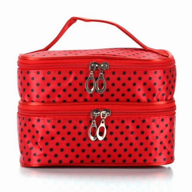 Makeup Pouch Toiletry Cosmetics Bag Han Edition Double Makeup Baoxiaobo Dot Dot Makeup Bag Handbag