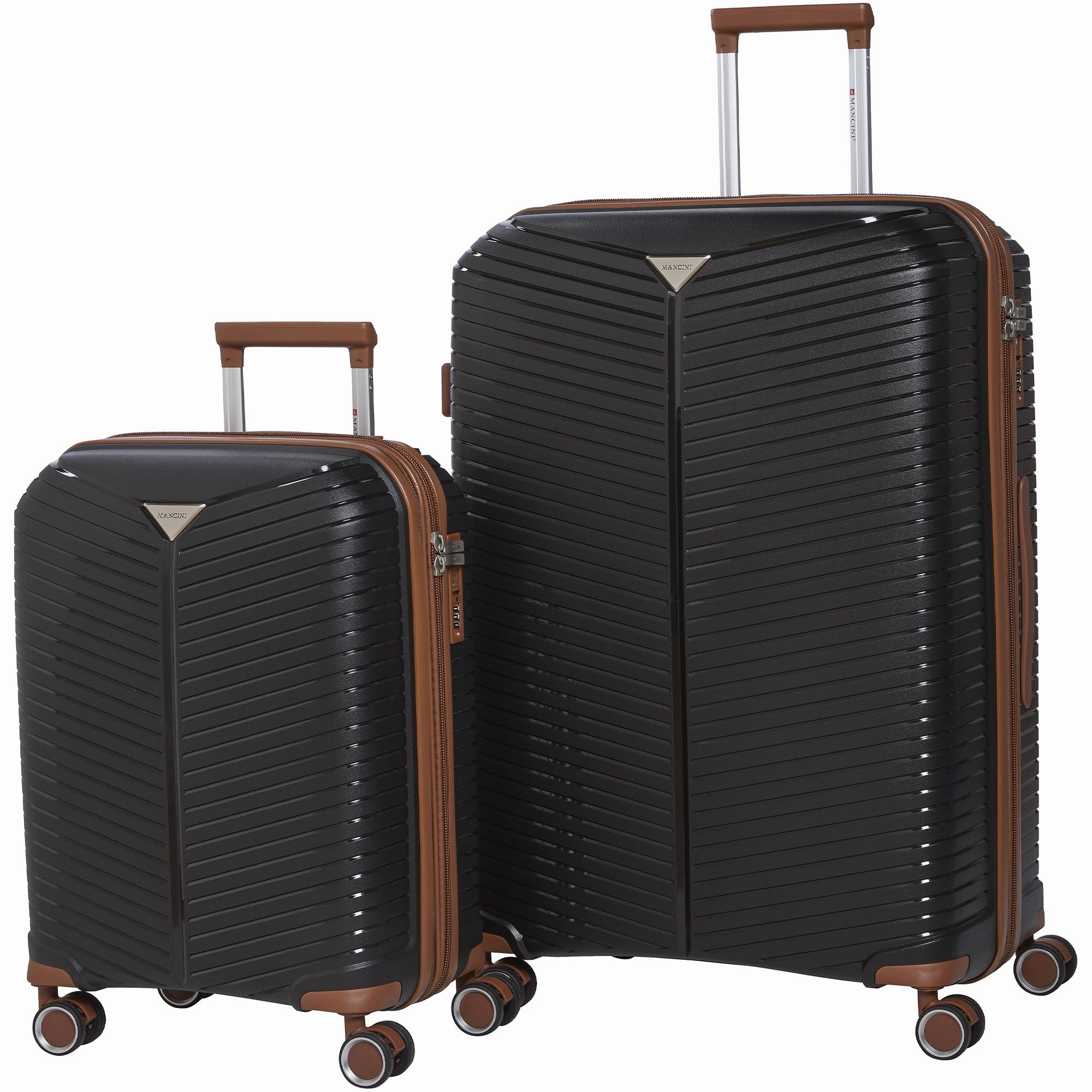 Mancini St. Lucia Collection Polypropylene Spinner Luggage 2-Piece Set (Carry-On & Large)