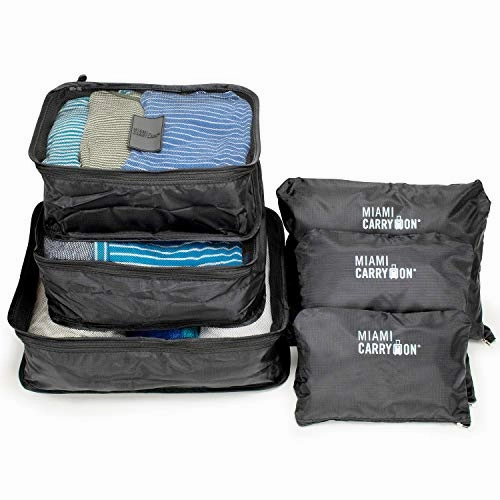 Miami CarryOn Set of 6 Packing Cubes, Luggage Organizer - 3 Cubes   3 Pouches