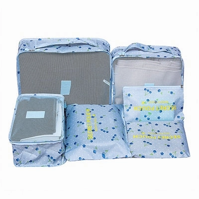 Mihawk 6Pcs/set Packing Cube Travel Bags Portable Large Capacity Clothing Sorting Organizer Luggage