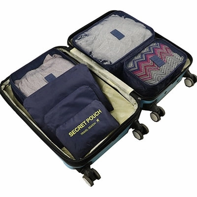 Mihawk 6Pcs/set Packing Cube Travel Bags Portable Large Capacity Clothing Sorting Organizer Luggage