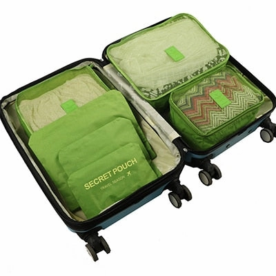 Mihawk 6Pcs/set Packing Cube Travel Bags Portable Large Capacity Clothing Sorting Organizer Luggage