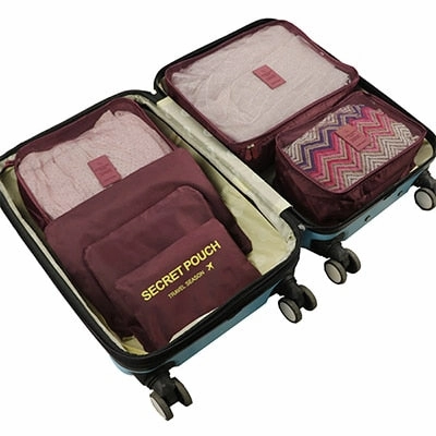 Mihawk 6Pcs/set Packing Cube Travel Bags Portable Large Capacity Clothing Sorting Organizer Luggage