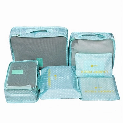 Mihawk 6Pcs/set Packing Cube Travel Bags Portable Large Capacity Clothing Sorting Organizer Luggage