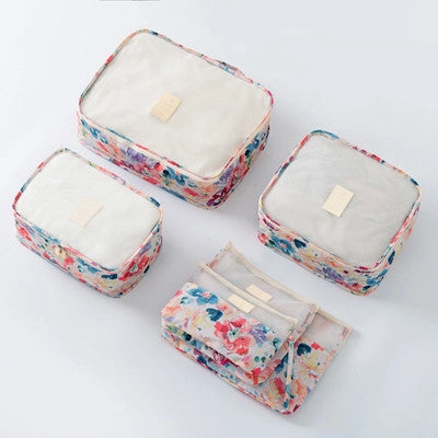 Mihawk 6Pcs/set Packing Cube Travel Bags Portable Large Capacity Clothing Sorting Organizer Luggage