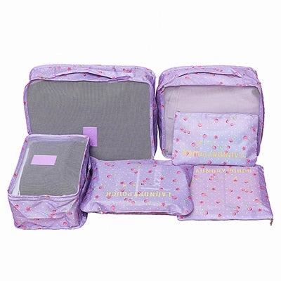 Mihawk  6Pcs/set Portable Packing Cube Travel Bags Women Clothes Cosmetic Sorting Storage Pouch