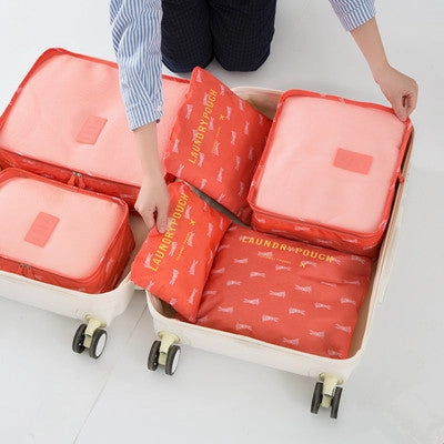 Mihawk  6Pcs/set Portable Packing Cube Travel Bags Women Clothes Cosmetic Sorting Storage Pouch
