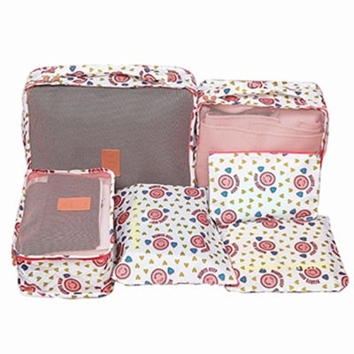 Mihawk  6Pcs/set Portable Packing Cube Travel Bags Women Clothes Cosmetic Sorting Storage Pouch