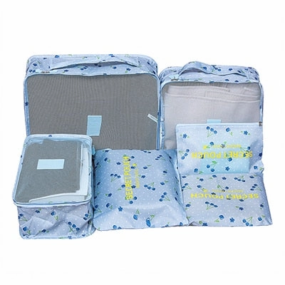 Mihawk  6Pcs/set Portable Packing Cube Travel Bags Women Clothes Cosmetic Sorting Storage Pouch